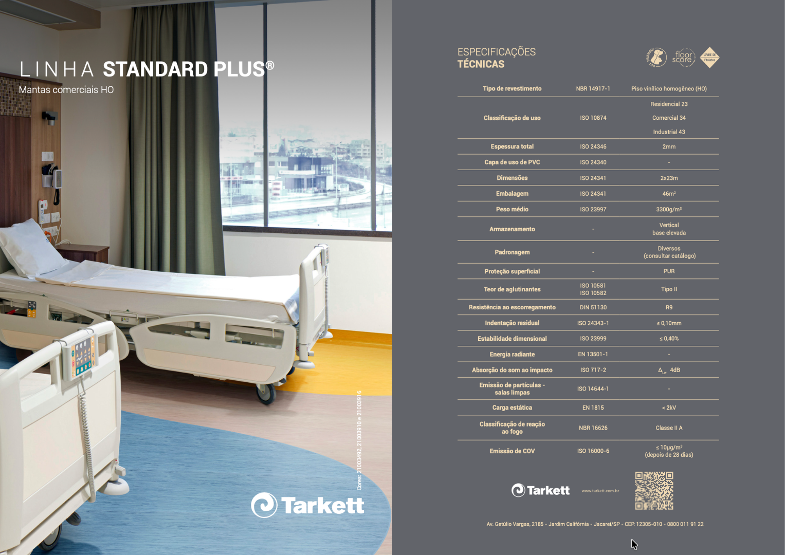 Piso vinílico homogêneo Tarkett Standard Plus 21003499 2mm manta HO 46m² tom Escuro