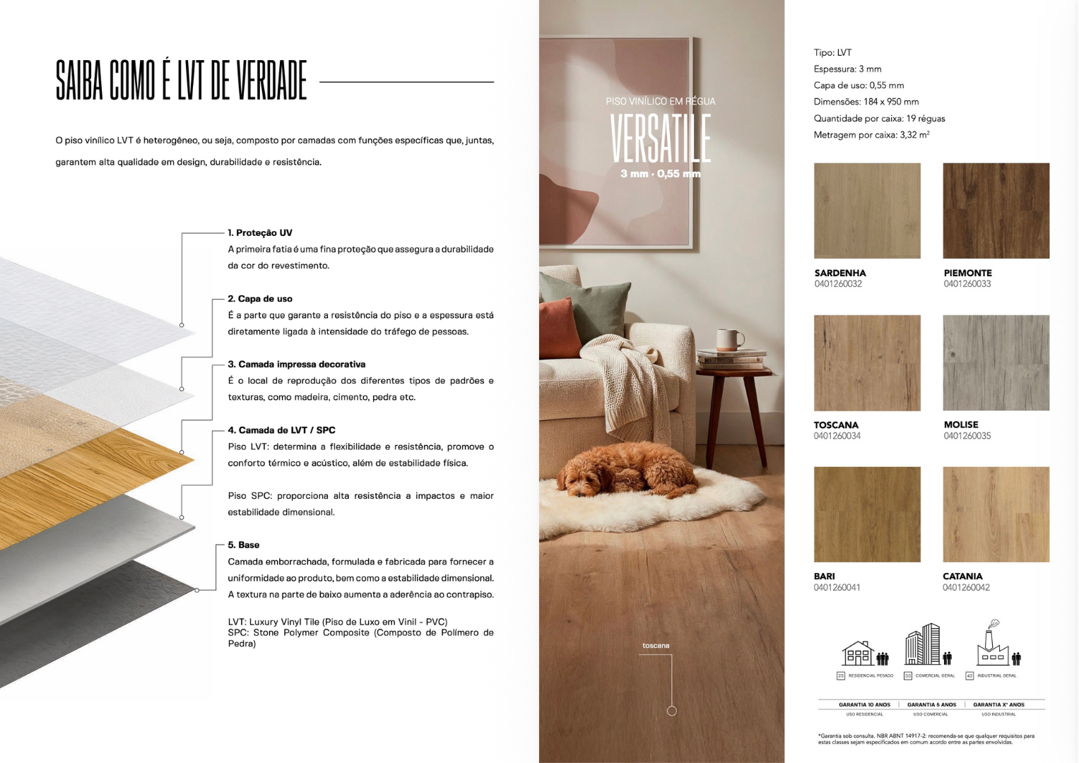 Piso vinílico LVT Finottato Versatile Sardenha 401260032 3mm colado 184x950mm bege claro amadeirado madeira comercial