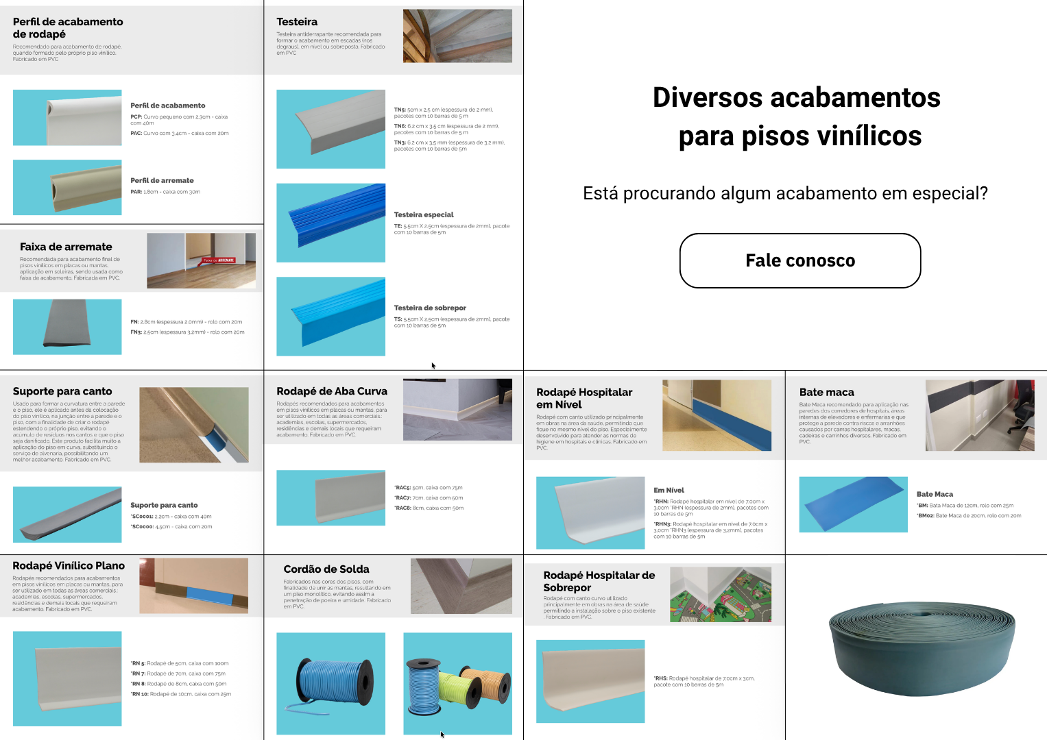 Rodapé de Aba Curva PVC DIPISO 8cm — Caixa 50m