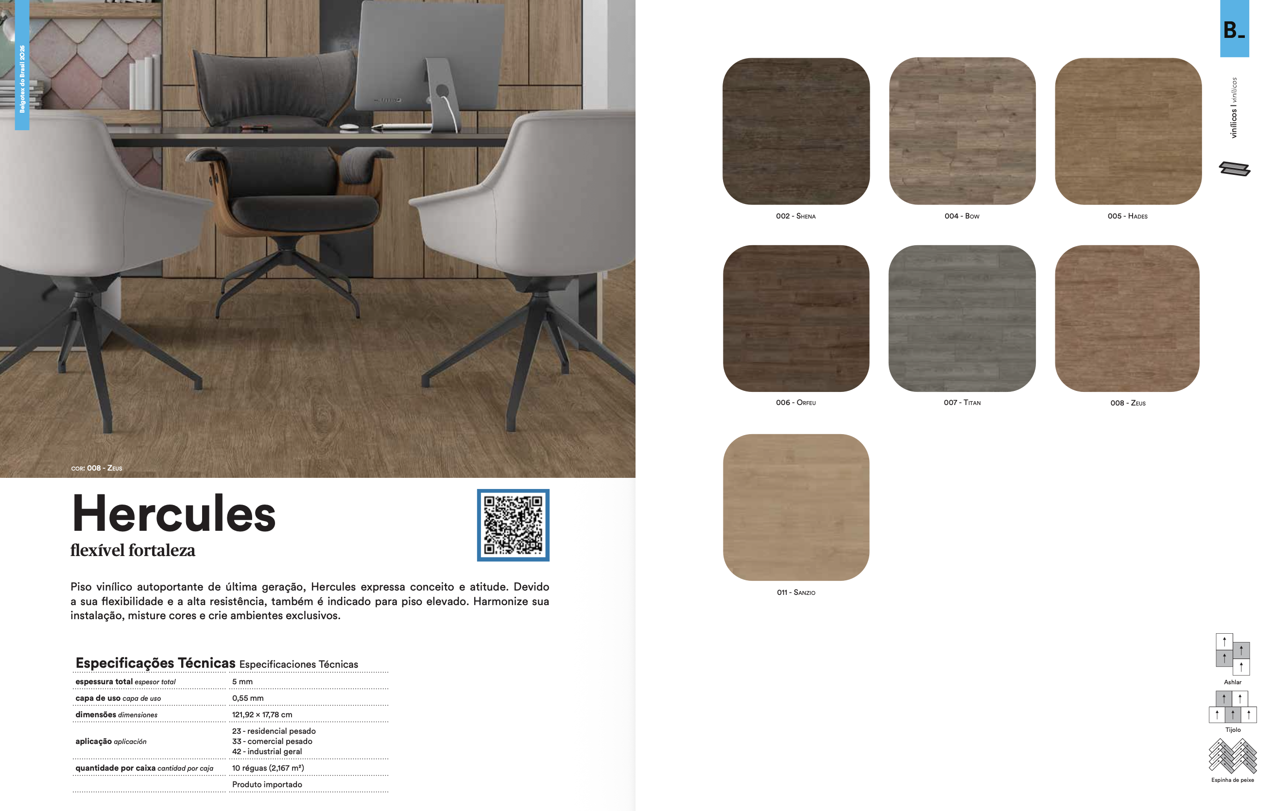 Piso vinílico LVT autoportante Belgotex Hercules Titan 961007 5mm cinza amadeirado rústico