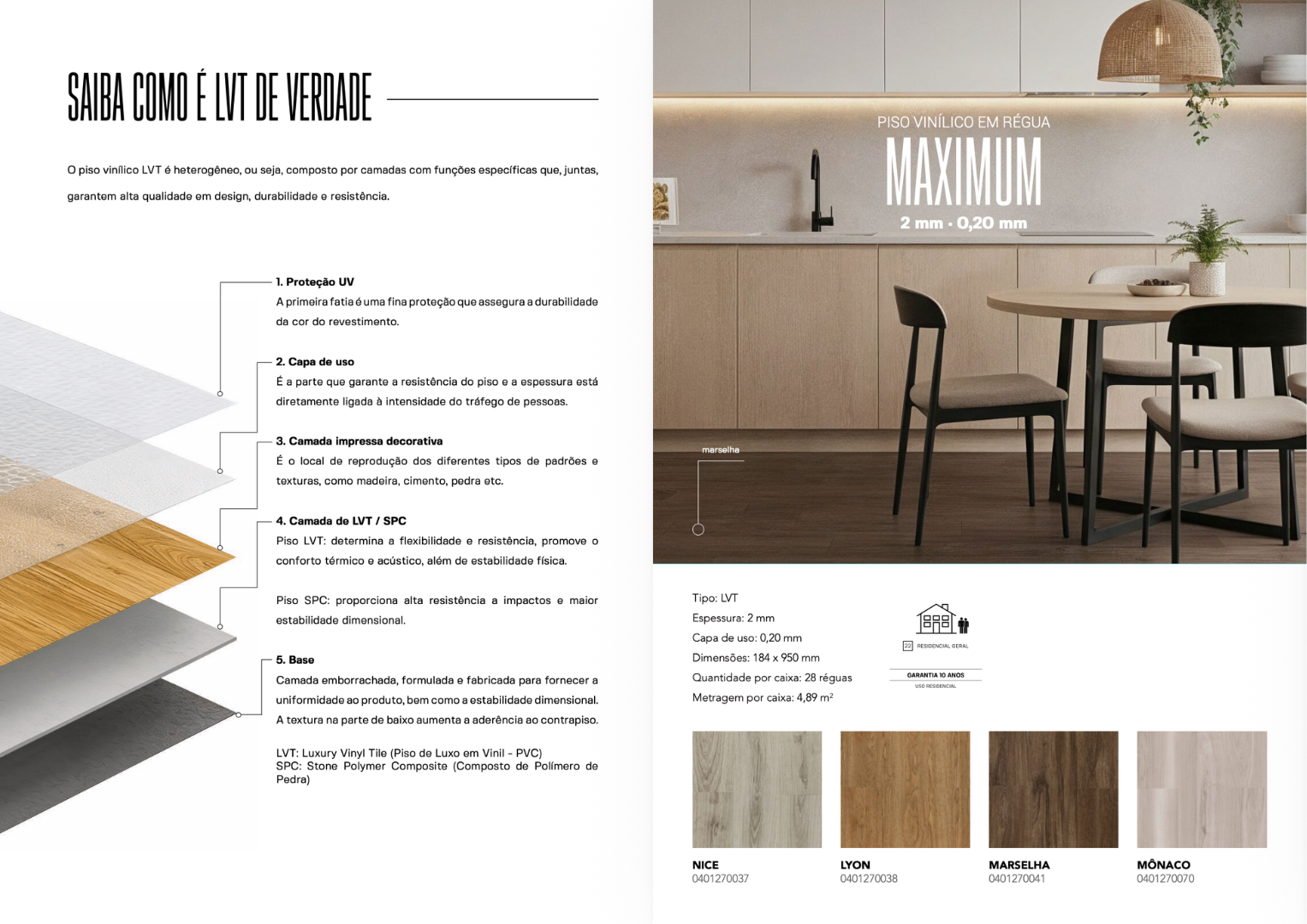 Piso vinílico LVT Finottato Maximum Nice 401270037 2mm colado 184x950mm cinza-claro amadeirado madeira