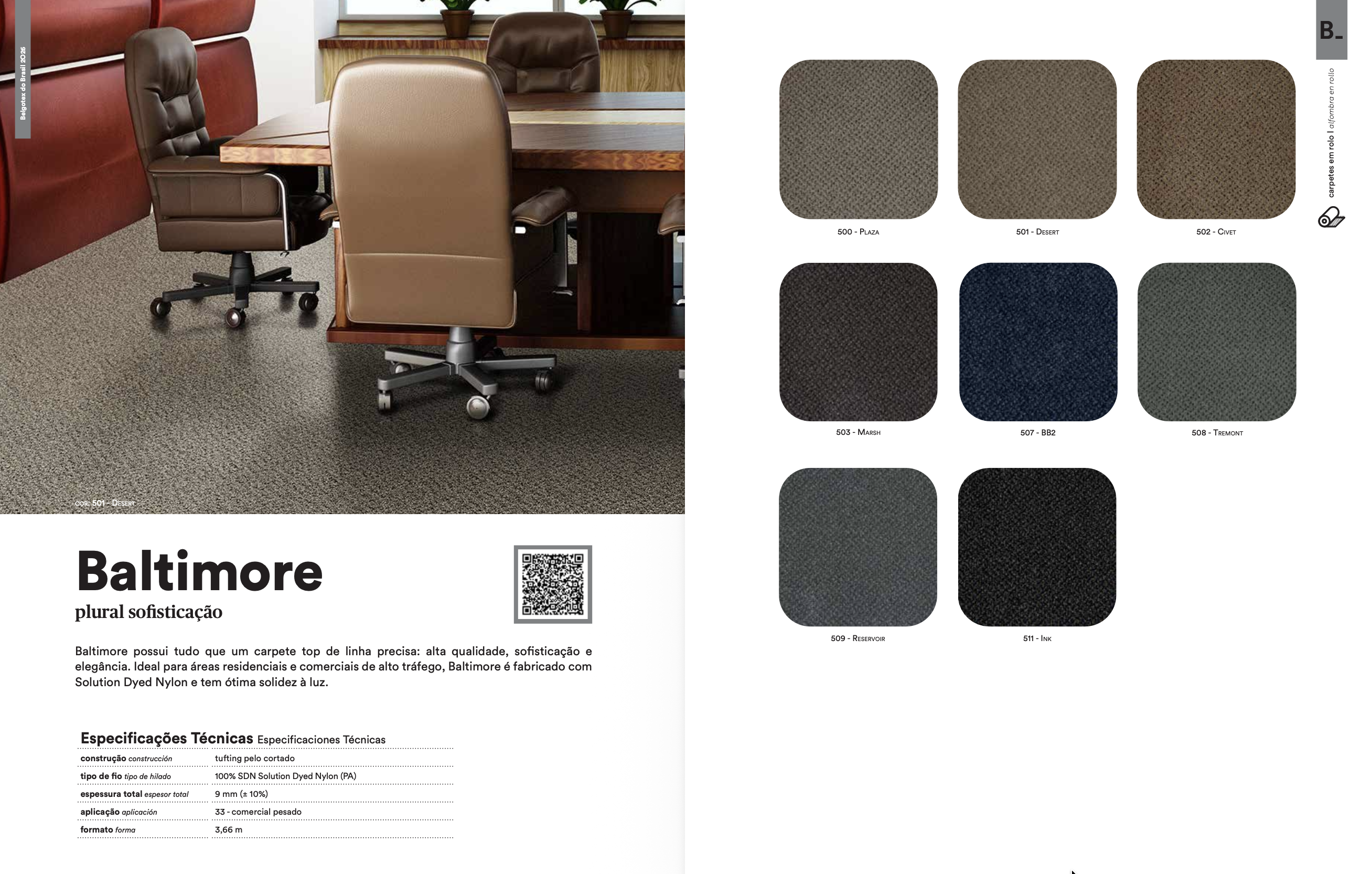 Carpete em manta Belgotex Baltimore Five Stars Collection Plaza 138500 9mm bege-grafite pelo cortado