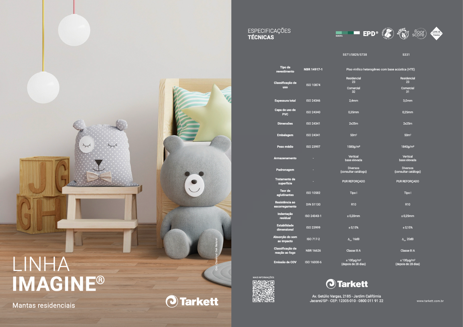 Piso vinílico em manta Tarkett Imagine Playful Multicolor 3,0 mm — 20dB acústico