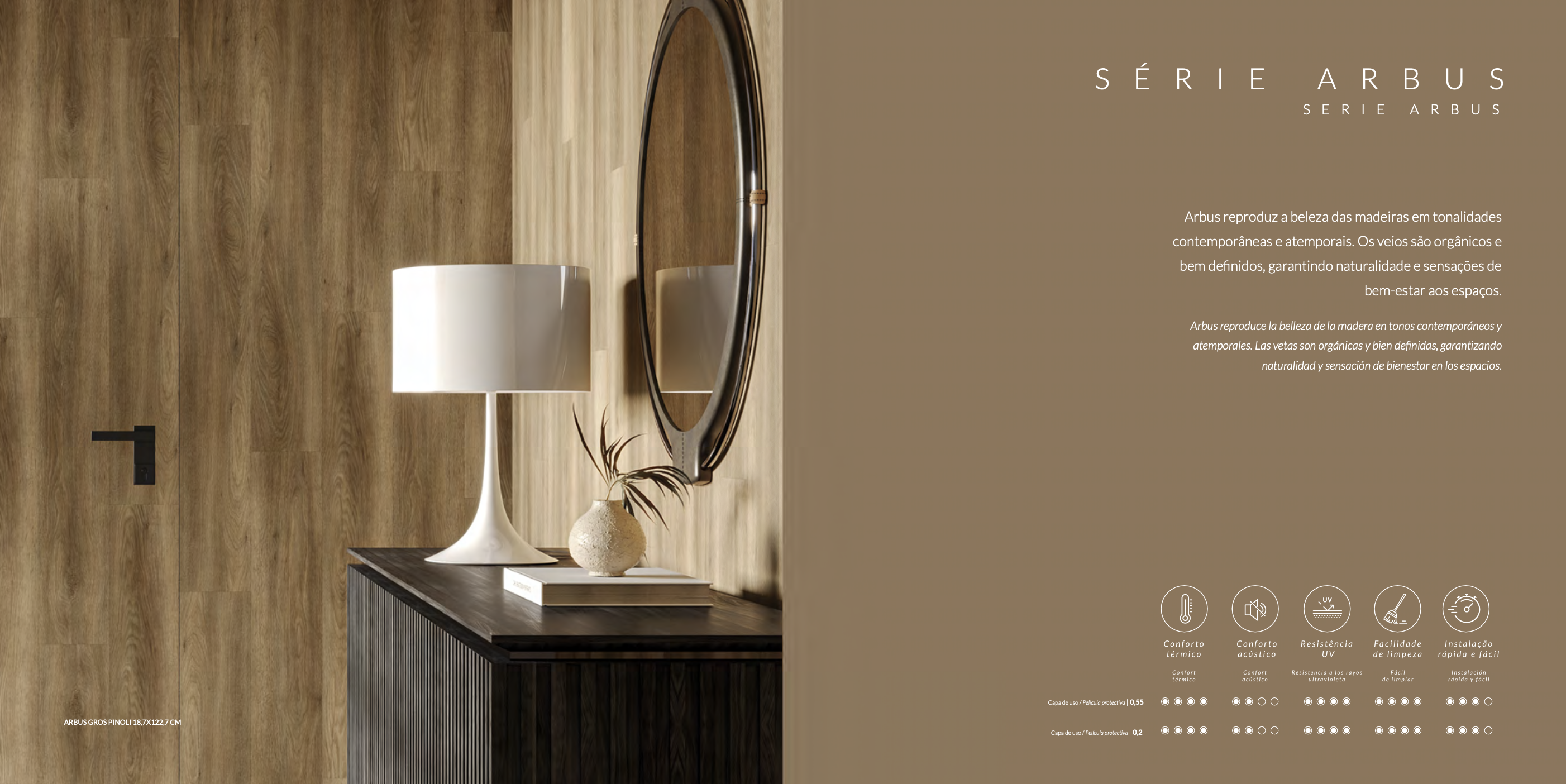 Piso vinílico LVT Eliane Floor Arbus Jasper Pinha 8064515 2,5mm colado madeira