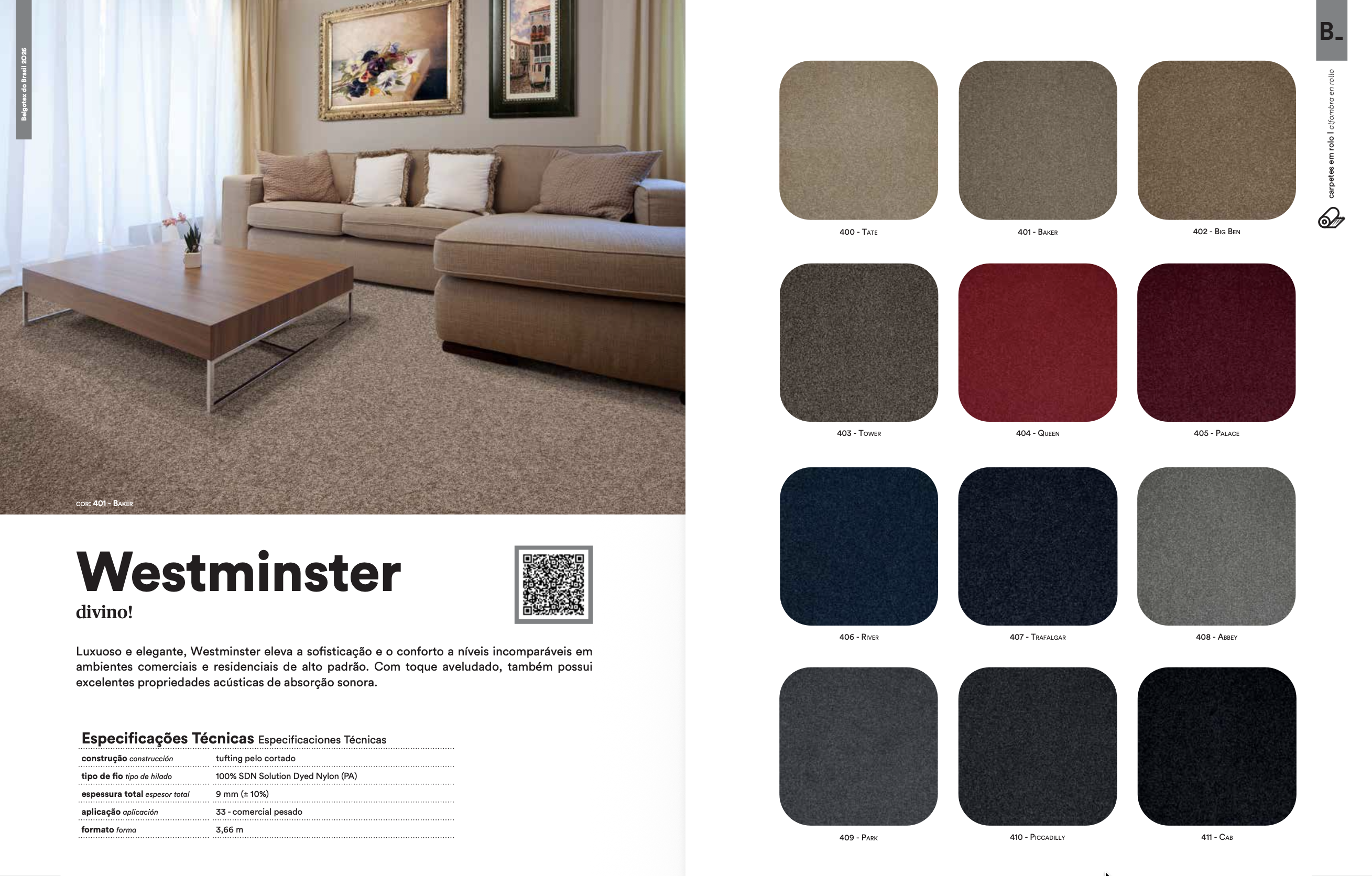 Carpete em manta Belgotex Westminster Five Stars Collection Palace 123405 9mm bordô escuro pelo cortado