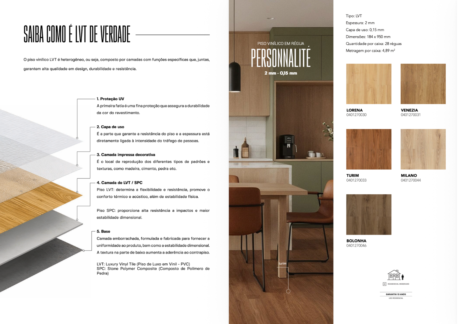 Piso vinílico LVT Finottato Personnalité Milano 401270044 2mm colado — castanho-médio com veios naturais clássicos — equilíbrio entre modernidade e tradição