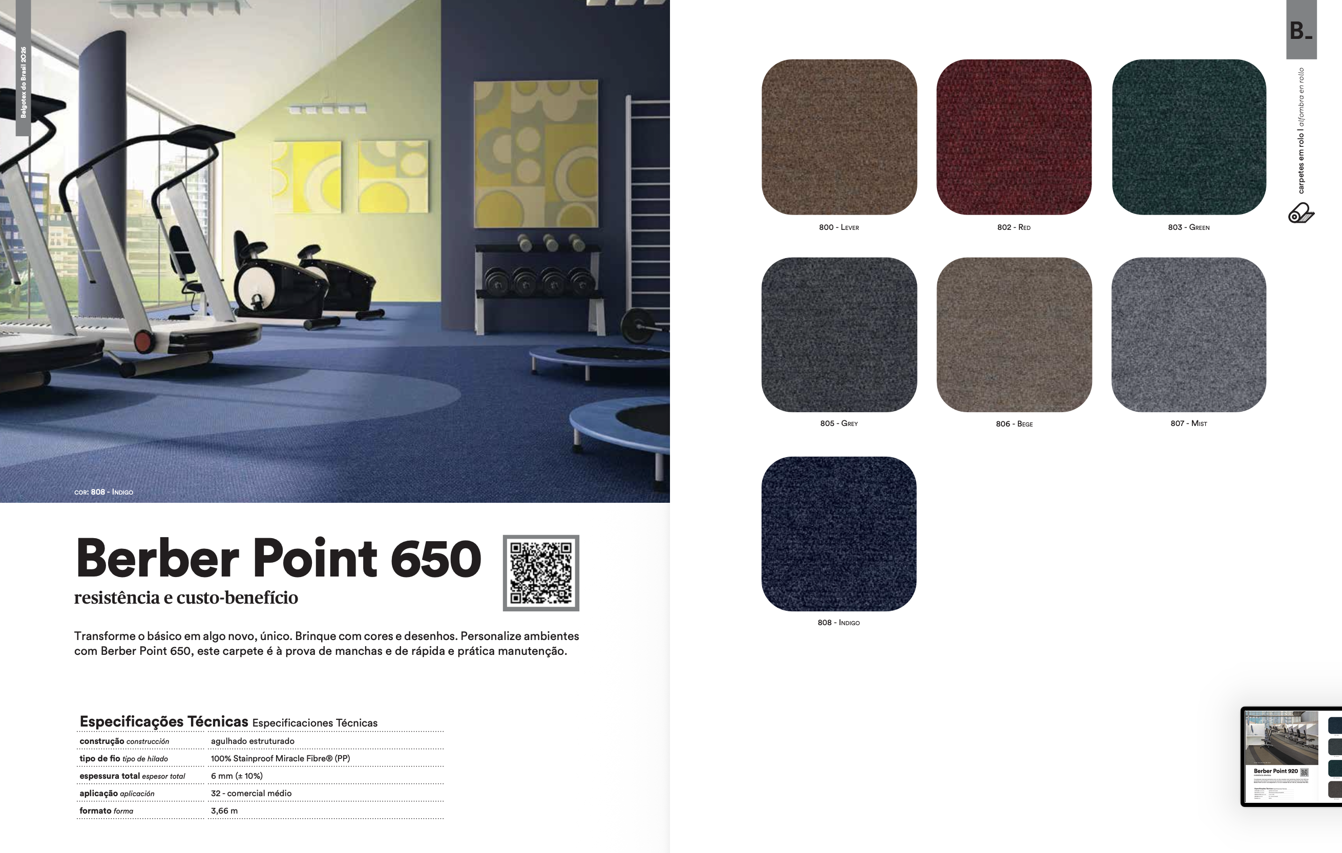 Carpete em manta Belgotex Berber Point 650 Mist 10807 6mm agulhado cinza-claro frio e contemporâneo