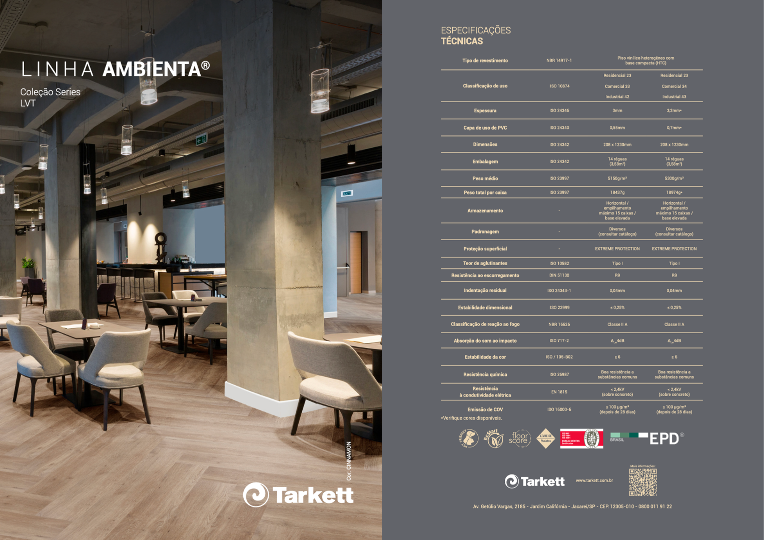 Piso vinílico Tarkett Ambienta Series Cinnamon 3mm textura Rústica 208x1230mm